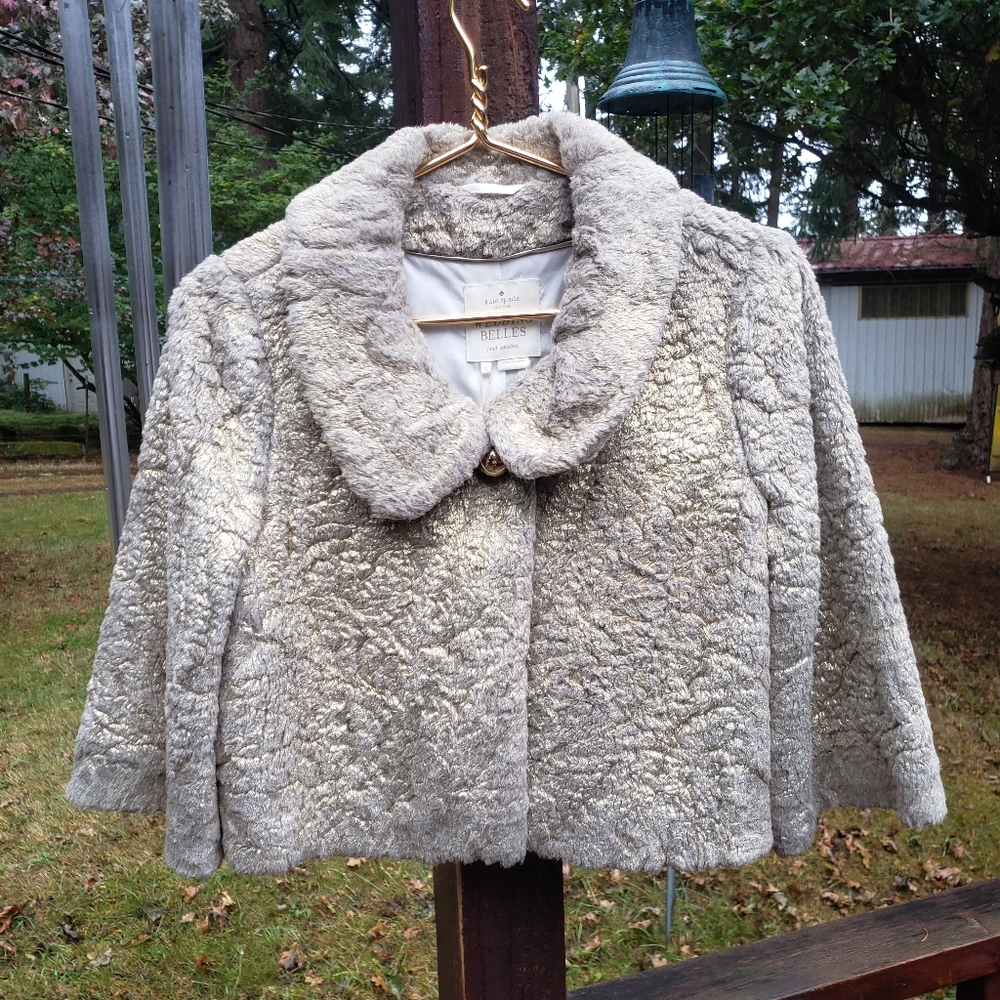 Kate Spade "Wedding Belles (and whistles)" Faux Fur Jacket - Size S